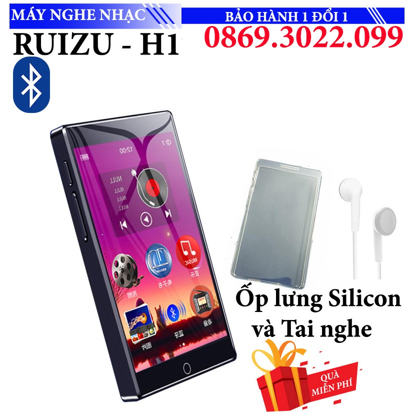 Máy nghe nhạc Mp3 Mp4 Ruizu H1 8GB Màn Hình full Cảm ứng Bluetooth 5.0 Kỹ Thuật Số