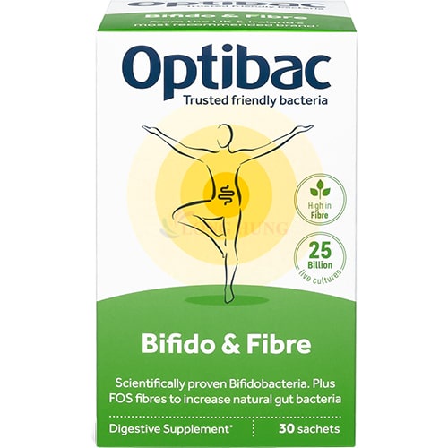 Men vi sinh OptiBac Probiotics Bifido & Fibre bổ sung chất xơ hỗ trợ tiêu hóa (4gói/30 gói)