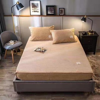 Combo bộ ga gối nhung tăm-đỏ mận