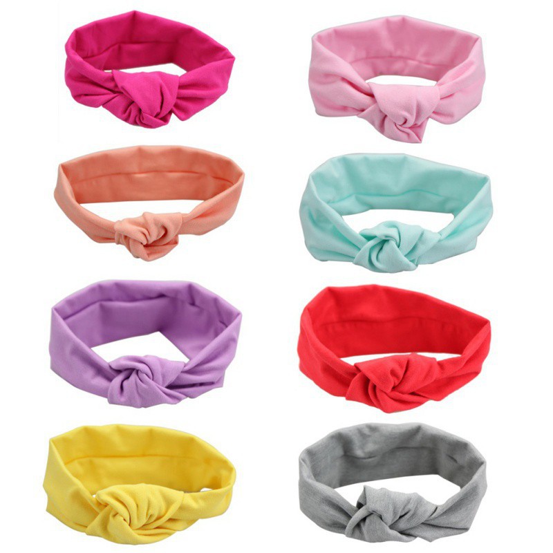 Băng đô vải cotton màu trơn đáng yêu cho bé gái