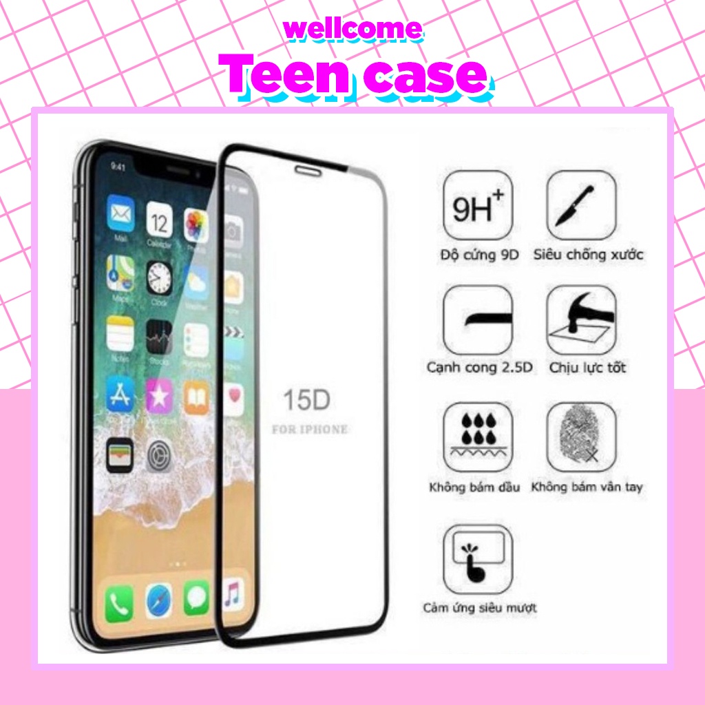 Kính Cường Lực Iphone Full Màn 15D Remax 6/7/8/X/11/12/13/Plus/Max/Pro/ProMax - TEEN CASE