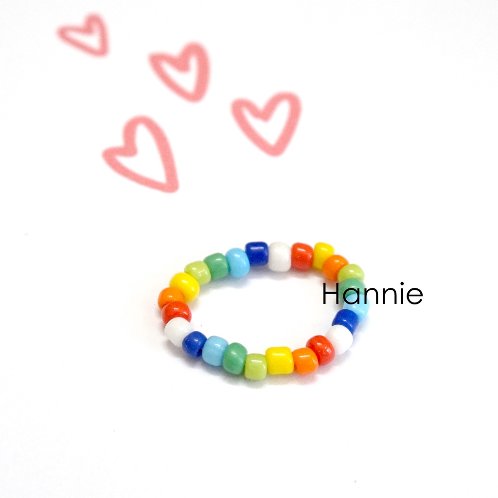 Set hạt cườm rainbow cầu vồng mix trắng handmade - Combo vòng cổ vòng tay nhẫn dành cho nam nữ đơn giản