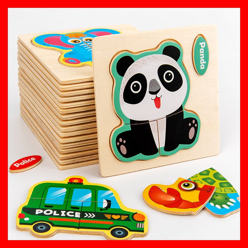 Tranh Xếp Hình 3D Bằng Gỗ - Đồ Chơi Montessori Phát Triển Trí Tuệ Cho Bé