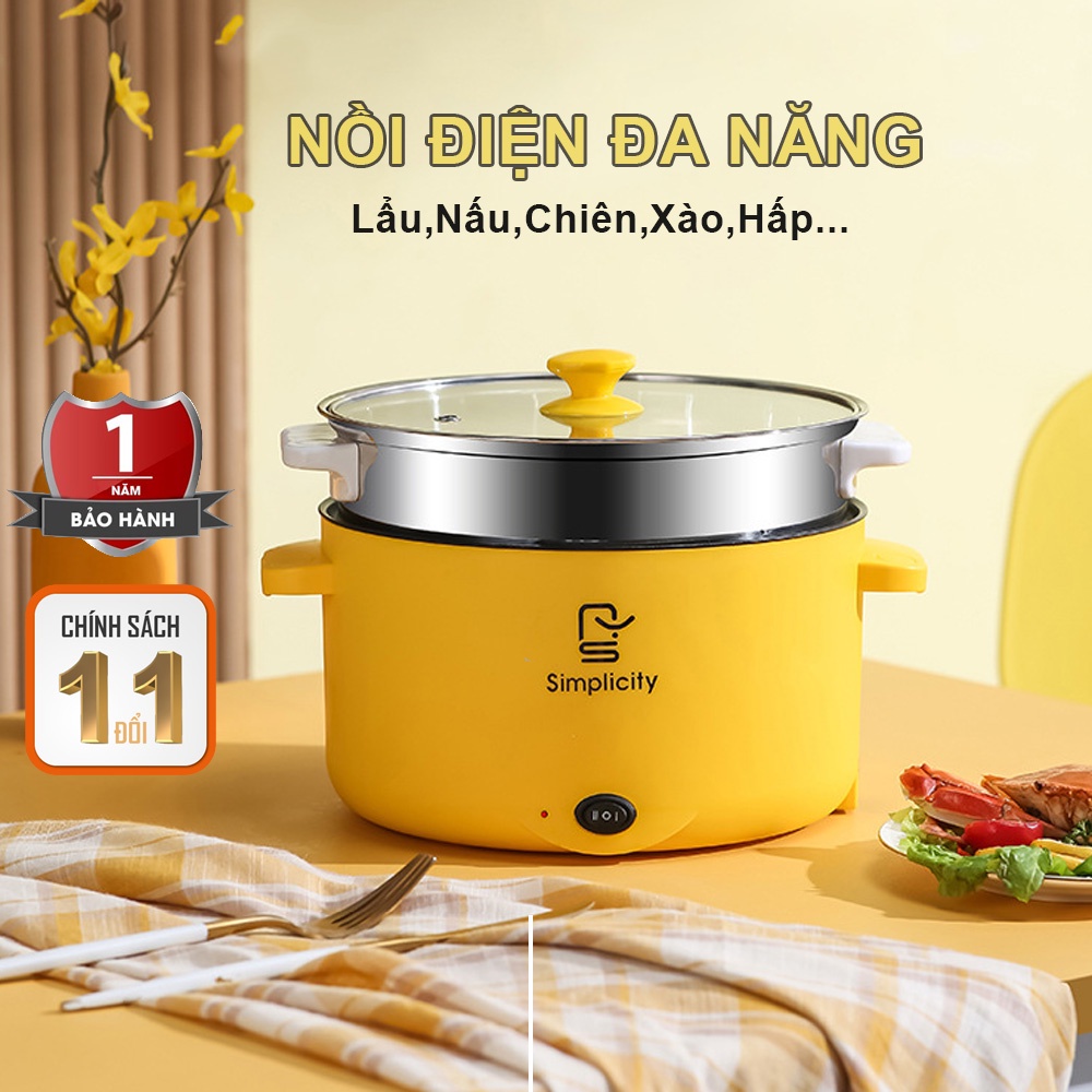 Nồi Điện Đa Năng Simplicity NL-03 (Lẩu,Nấu,Chiên,Xào,Hấp) Bảo Hành 1 Năm Lỗi Nhà SX, Bảo Hành Đổi Trả Trong Vòng 3 Ngày.