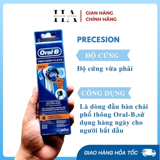 Đầu bàn chải điện Oral B thay thế PRECISION lông dài ngắn khác nhau, làm sạch bề mặt răng tối đa, tan mảng bám