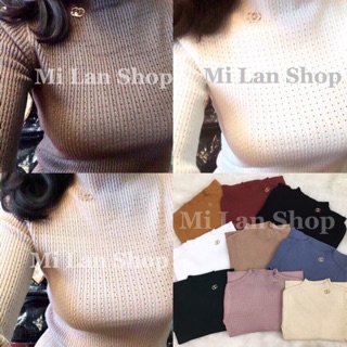 Áo len dài tay cổ 3cm chất đanh, dày nhiều màu