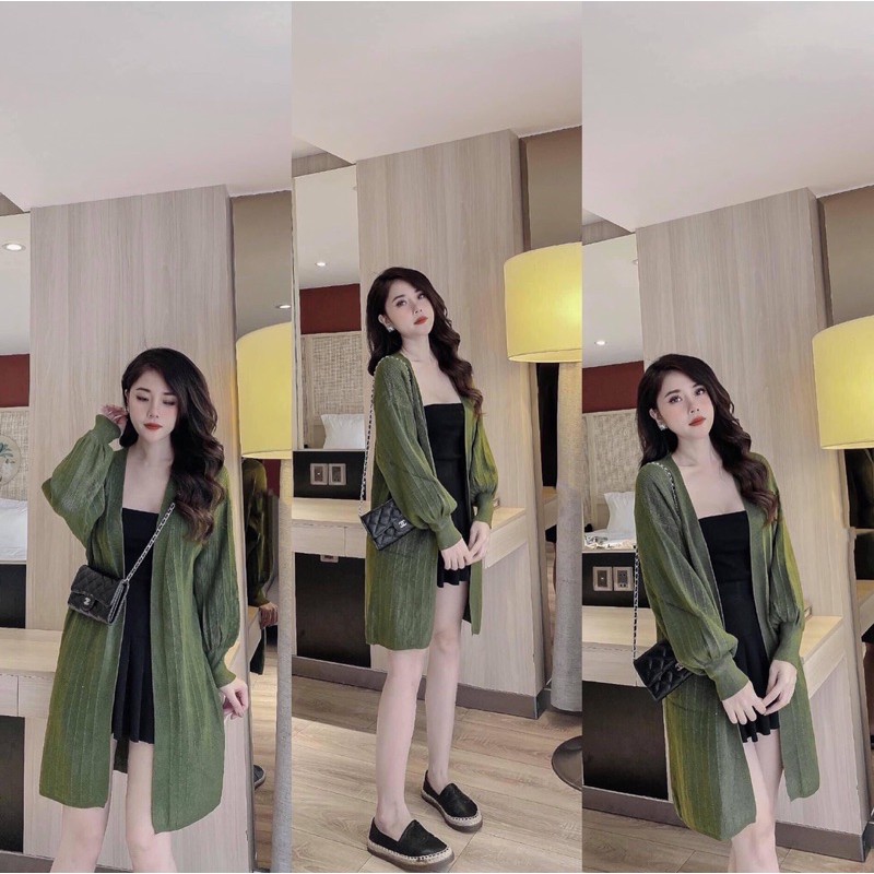 [SẴN SLL] Áo Khoác Cadigan Len Tay Bồng Dáng Dài Dàng QCL1 | BigBuy360 - bigbuy360.vn