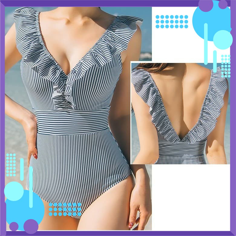 Bộ Bơi Bigsize, Bikini Liền Thân Phối Sọc Kẻ, Monokini Béo savvy