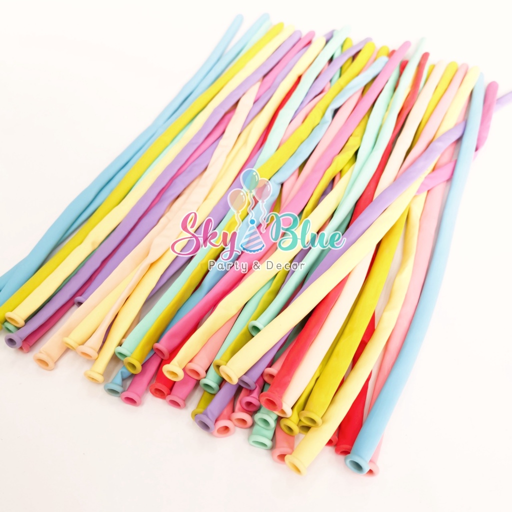 Bong Bóng Dài màu pastel, Bong Bóng tạo hình túi 10 quả bóng đủ màu