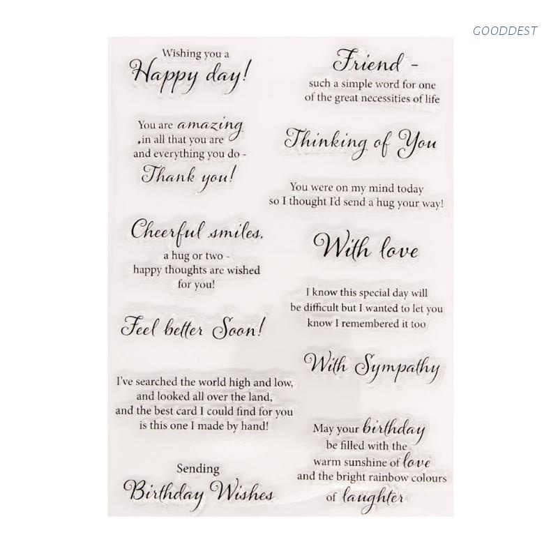 Con dấu silicone trong suốt in chữ Happy Day dùng để trang trí thiệp