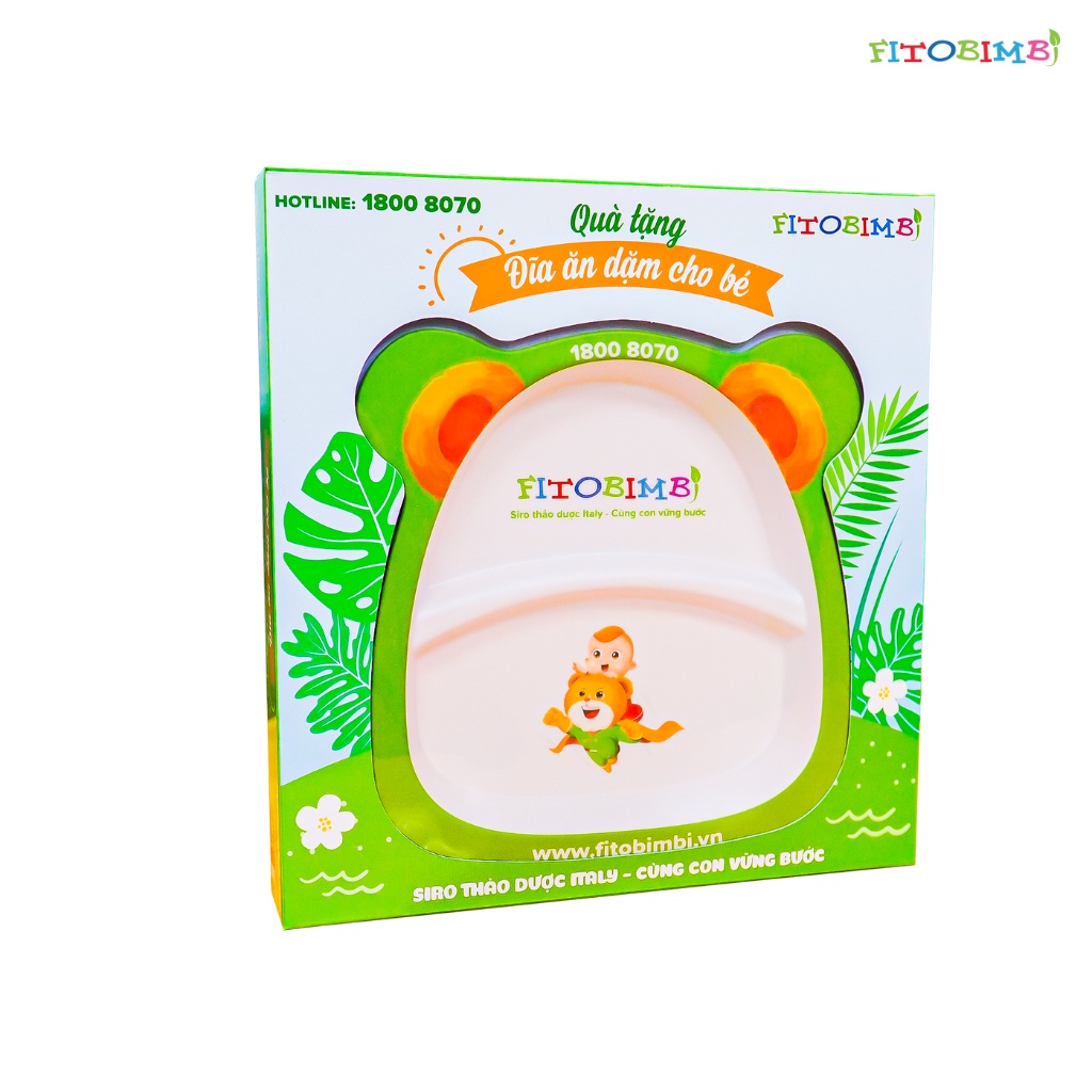 Đĩa Ăn Dặm FITOBIMBI Hình Con Gấu Dành Cho Bé Họa Tiết Kích Thích Thị Giác Giúp Bé Ăn Ngon