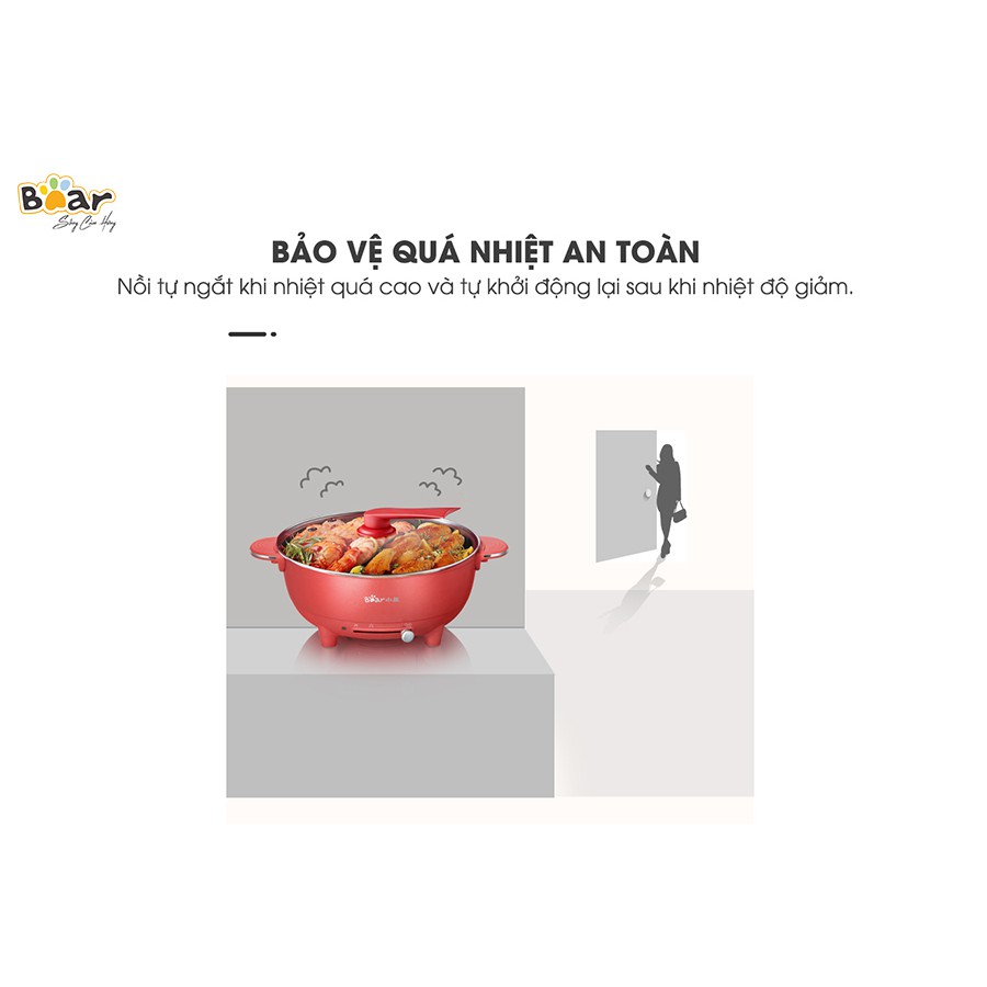 Nồi lẩu điện uyên ương hai ngăn Bear SUBE006 - DHG-B60R6, dung tích 6L