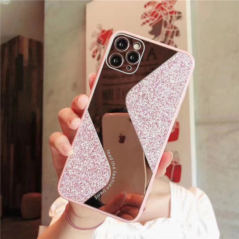 Nắp điện thoại long lanh cho iPhone 11 Pro MAX 6 6s 7 8plus x xs xr xsmax Gương trang điểm Điện thoại Shell Soft Back Cover Coque