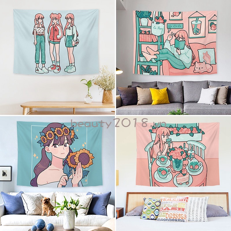 Tấm thảm treo tường trang trí phong cách Bắc Âu dành cho phòng khách/ phòng ngủ