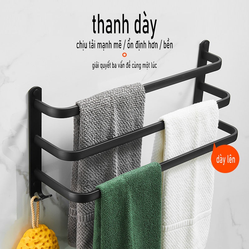 MEIDOO Giá treo khăn tắm bằng kim loại màu đen tiện lợi cho nhà tắm