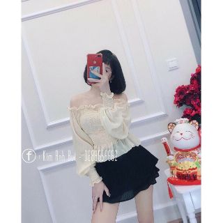 Áo nhúng bẹt vai tay dài