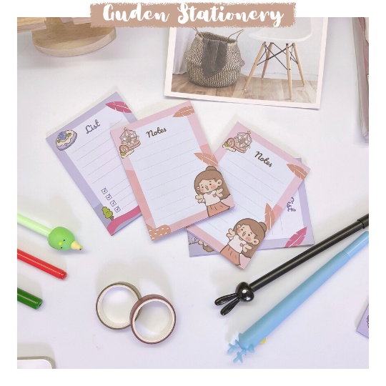 Giấy note cô gái dễ thương 2 - giấy ghi chú dễ thương - Guden Stationery