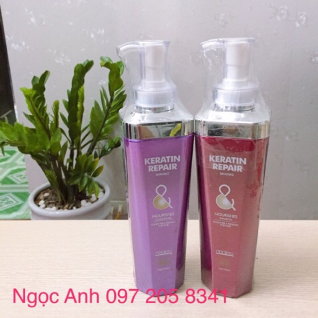 Dầu cặp keratin repair minimo dung tích 750ml hàng chuẩn.