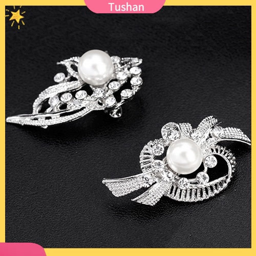 Trâm Cài Áo Hình Hoa Đính Đá &amp; Ngọc Trai Giả 12 Cái