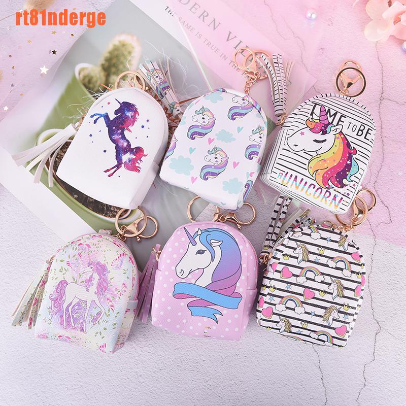 unicorn coin purse pouch mini backpack bag pu leather keychain pouch wall