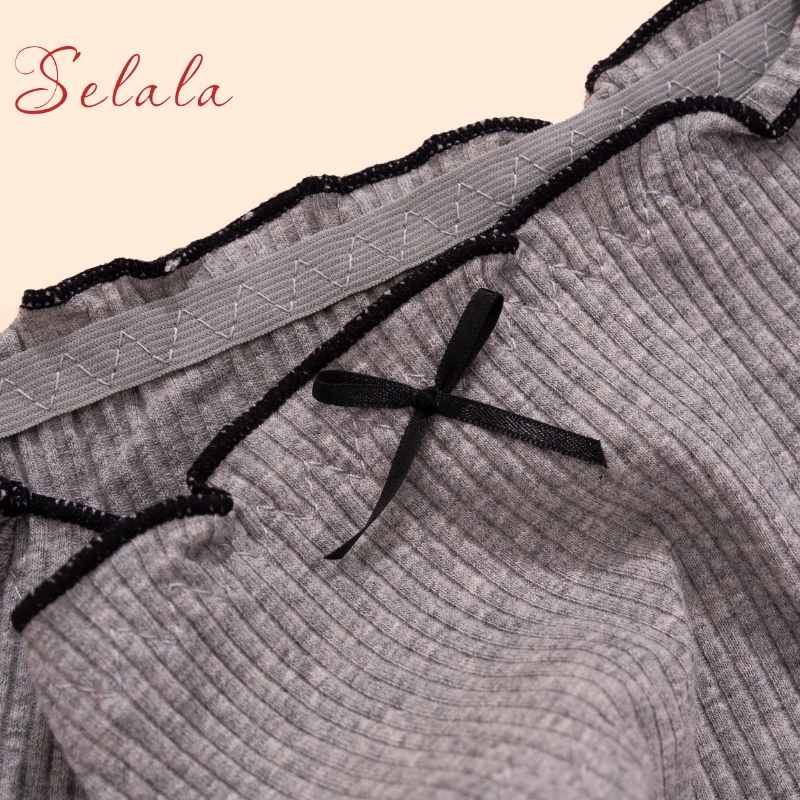Quần Lót Nữ Cotton Selala Gân Tăm Đính Nơ Siêu Xinh Siêu Thoáng QC30
