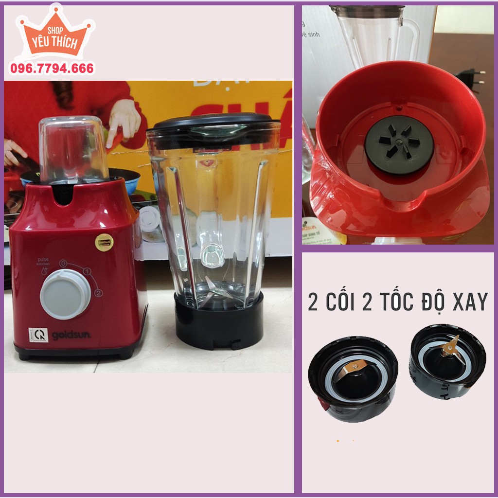 Cối xay sinh tố, Máy xay sinh tố Goldsun 1.5 lít, công suất 400W cối thủy tinh cao cấp bảo hành 12 tháng, 10101541