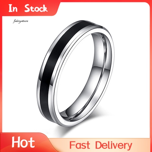 Nhẫn Thép Titan Không Gỉ Màu Đen Thời Trang Dành Cho Nam Và Nữ