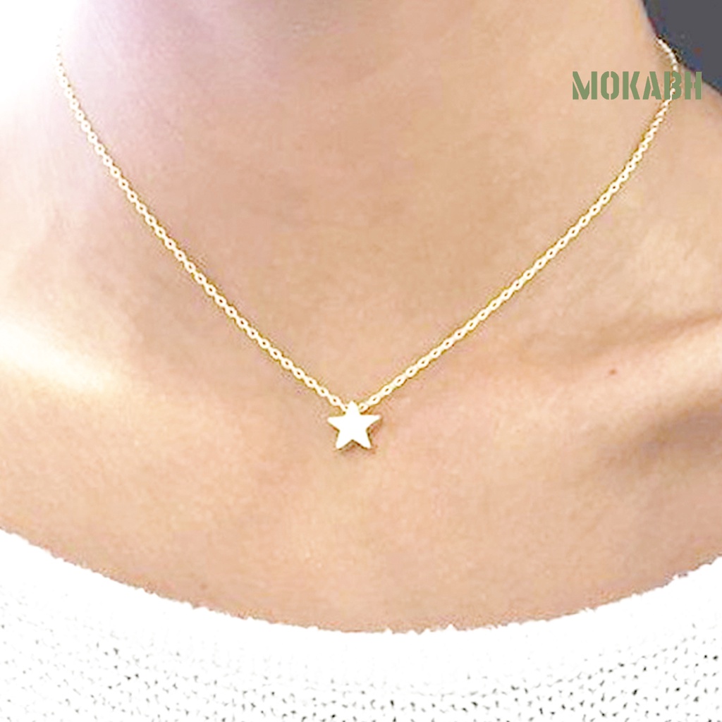 Vòng cổ Hình Ngôi Sao Năm Cánh Đơn Giản Chống Rỉ Sét Cho Nữ