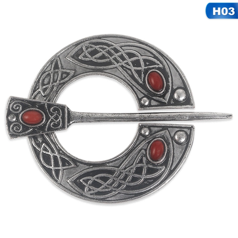 Viking Series Fashion Vintage Ruby Brooch Retro Medieval Nordic Jewelry Scarf Pin Gift For Men And Women