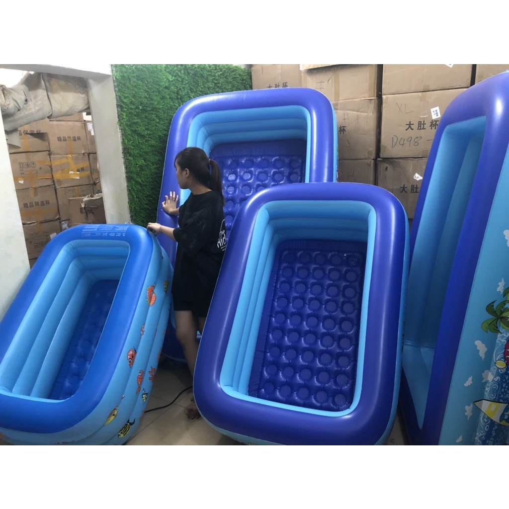 Bể bơi cho bé tắm 3 tầng an toàn , hồ bơi phao có đáy chống trơn trượt đủ size 1m3, 1m5, 1m8, 2m1