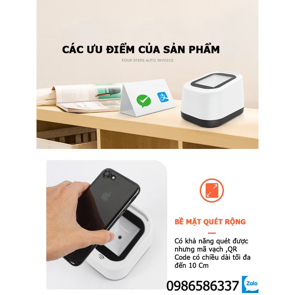 [8HEO HN] Máy quét mã vạch, QR code ChiTeng T97 hỗ trợ thanh toán qua màn hình mobile [Hàng Xịn]