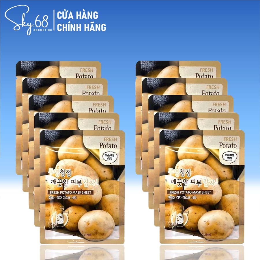 Combo 10 Mặt nạ dưỡng trắng da chiết xuất khoai tây 3W Clinic Fresh Potato Mask Sheet