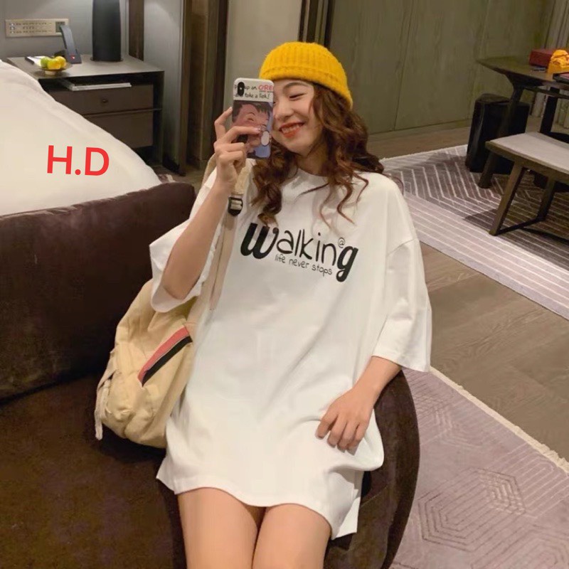 Áo tay lỡ walking unisex 🌸 Áo phông cộc tay dáng suông , oversize in hình nổi bật, họa tiết cá tính HOT 🌸