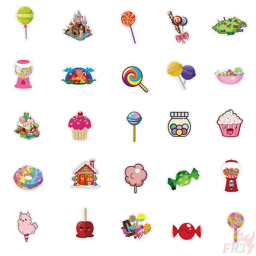 ❉ Rainbow Candy Lollipop Cupcake Dessert Series 01 Stickers ❉ 50Pcs/Set Waterproof DIY Decals Doodle Stickers