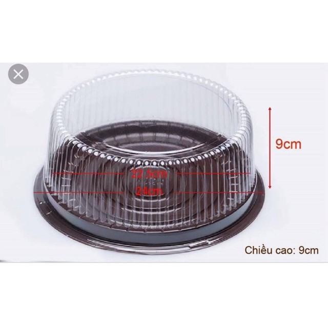 Set 50c Hộp Tròn Đáy Đen Đựng Bánh A016 - A024( hộp nhựa đế đen nắp trong)