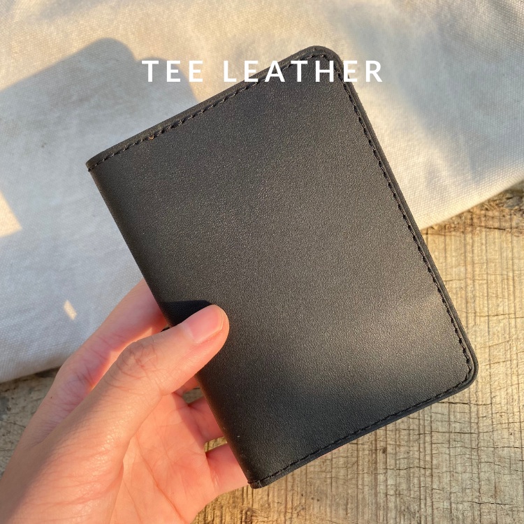 Ví nam nữ mini TEE LEATHER da bò thật siêu bền, thiết kế dáng ví đựng thẻ cầm tay nhỏ gọn sang trọng