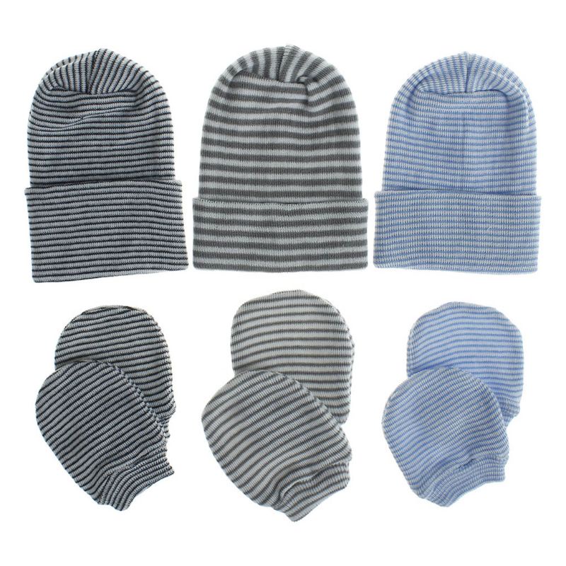 Bộ 2 Găng Tay Cotton Mềm Mại Hai Lớp Chống Trầy Xước Bảo Vệ Mũ Giữ Ấm Cho Bé