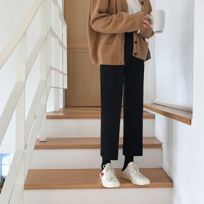 Quần tây ZHELIHANGFEI ống suông rộng lưng cao thời trang thanh lịch dành cho nữ