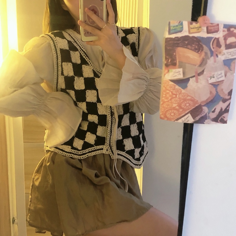 Áo Len Dệt Kim Không Tay Thiết Kế Đơn Giản Dễ Phối Đồ