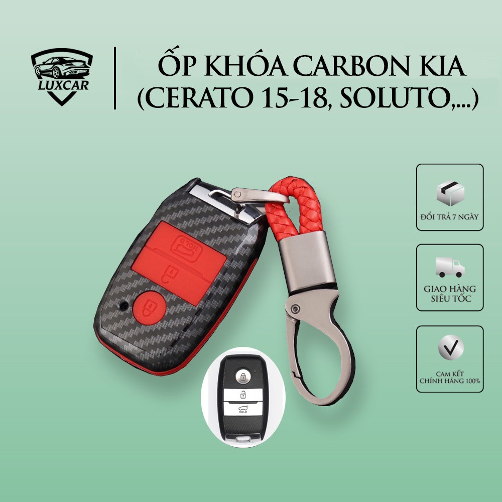 Ốp khóa LUXCAR CARBON KIA 01 (Cerato 15-18, Soluto... số tự động) cao cấp