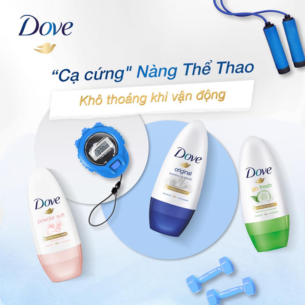 Lăn Khử Mùi Dove Original Nourised & Smooth Hương Dịu Nhẹ Go Fresh Hương Dưa Leo & Trà Xanh Powder Soft 40ml | BigBuy360 - bigbuy360.vn