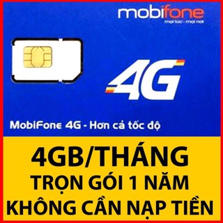 [CHỈ BÁN HÀ NỘI] Sim Data 3G/4G Mobi MDT250A - 4Gg/ Tháng không mất phí gia hạn
