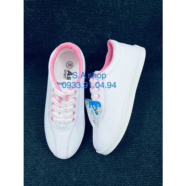Giày thể thao, thể dục ASIA DA NỮ SI TRẮNG VIỀN HỒNG học sinh Asia