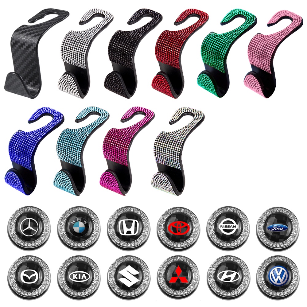 Móc xe Rhinestone Bling Diamond Móc Móc áo Lưng ghế Phi công phụ Đa chức năng Cầm tay Phổ quát Móc lưu trữ Phụ kiện nội thất ô tô