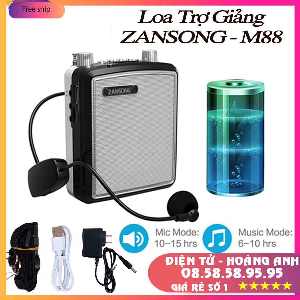 Máy trợ giảng zansong M88 (M80) loa trợ giảng dòng micro không dây bluetooth đài fm