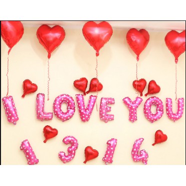 BÓNG I LOVE YOU + TẶNG 2 TRÁI TIM 25CM ĐỎ