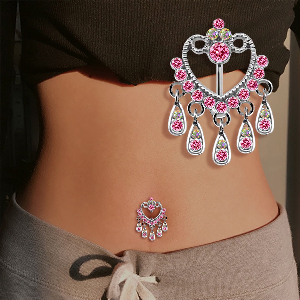 Khuyên Rốn Thép Không Gỉ Đính Đá Zircon Quyến Rũ Thời Trang