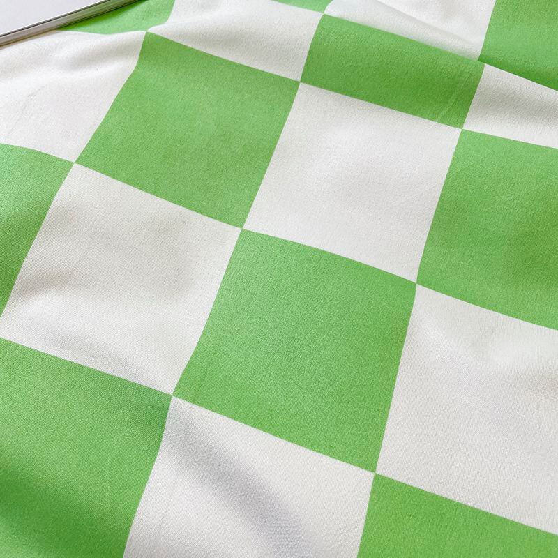 Bộ chăn ga gối Cotton Poly M2T Bedding vỏ chăn mền, drap nệm và 2 vỏ gối nằm - PL Bàn cờ vua xanh lá