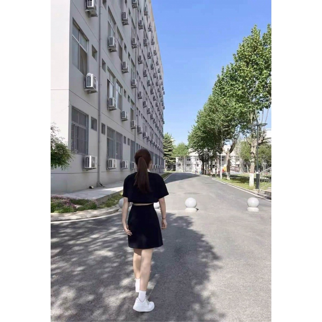 Váy AD1 Cổ Trắng Hở Lưng Chất Vải Mềm Mịn Không Nhăn Váy Hottrend Wild.Goute SP001116