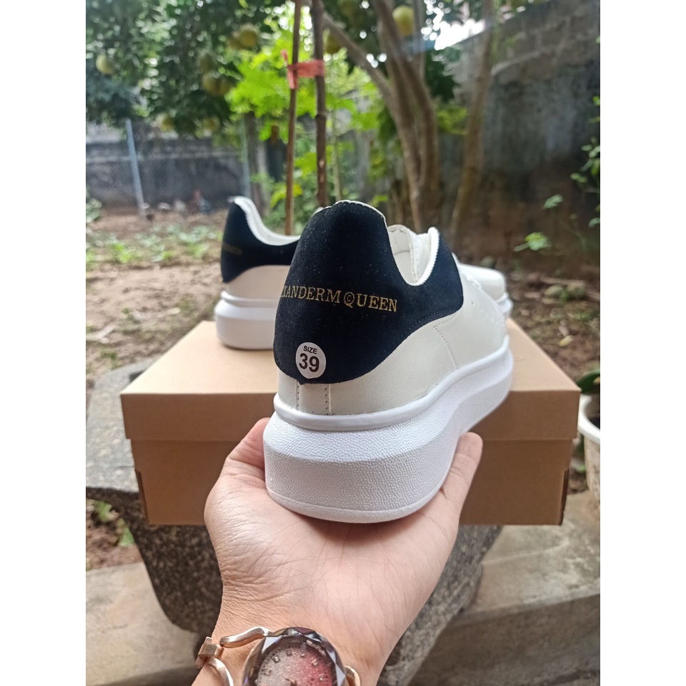 Giày Sneaker Mcq Trắng, Giày MC Queen trắng gót nhung nỉ chuẩn đẹp Tăng Chiều Cao 5cm Đủ Size Nam Nữ